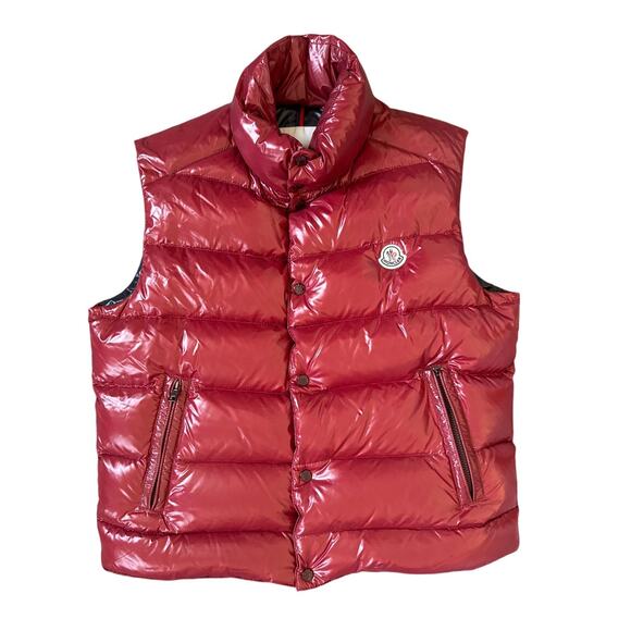 Moncler Men's Tibb Down Vest in burgundy Nylon Size 4/ XL - Picture 4 of 16